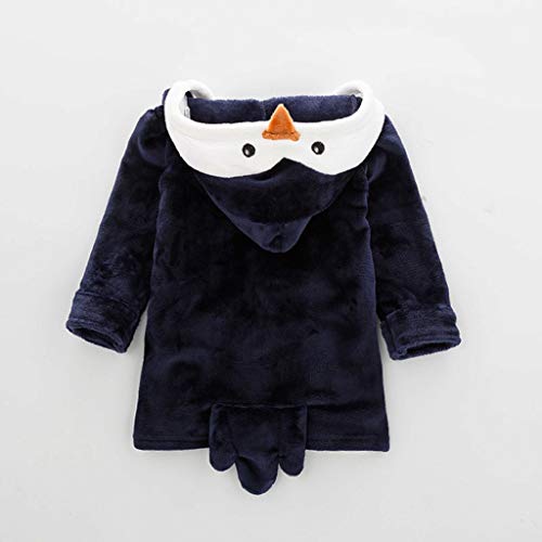 Sunenjoy - Vestido de dormitorio infantil con capucha, de forro polar y microfibra, diseño de pingüino azul marino 4-5 años