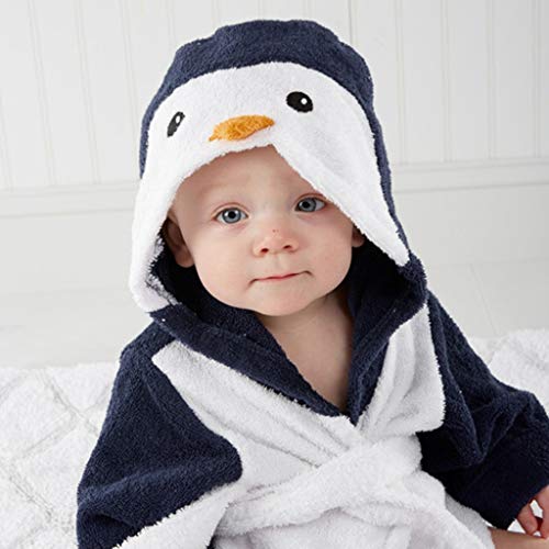 Sunenjoy - Vestido de dormitorio infantil con capucha, de forro polar y microfibra, diseño de pingüino azul marino 4-5 años