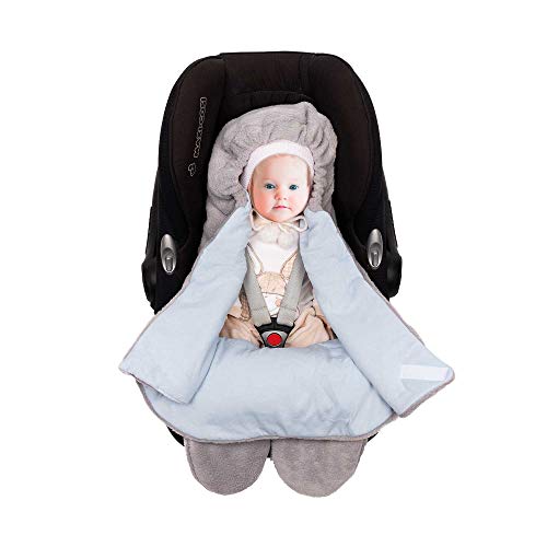 SWADDYL Bebé, niño envolver manta, para Silla de coche, cochecito, grupo 0, Maxi-cosi, Peg-Pérego, saco, recién nacido, Polar Afelpado y algodón, fabricado en Europa (Azul)