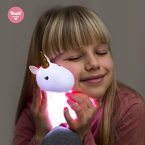 Sweet Ponies Luz Nocturna Infantil LED Unicornio con la Batería Recargable, Quitamiedos para Niños - Candy