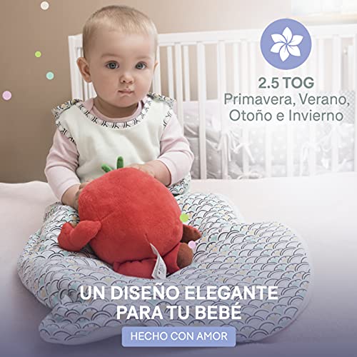 Sweety Fox - Saco de Dormir Bebe 4 Estaciones - TOG 2,5 - Algodon 100% Ecológico Certificado Oeko-Tex® Sin Productos Químicos - Unisex