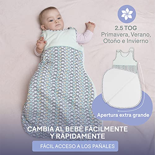 Sweety Fox - Saco de Dormir Bebe 4 Estaciones - TOG 2,5 - Algodon 100% Ecológico Certificado Oeko-Tex® Sin Productos Químicos - Unisex