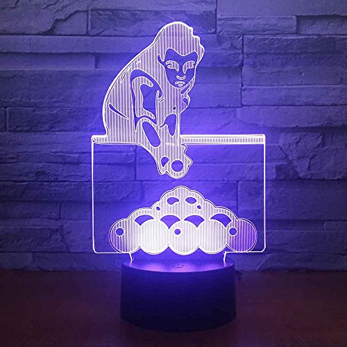 SWTZEQ Luz Nocturna Infantil, 3D Patrón de billar Luz de noche LED Lámpara de Mesa 16 colores Touch Switch, decoración de fiesta, decoración de la habitación de los niños Regalos creativos