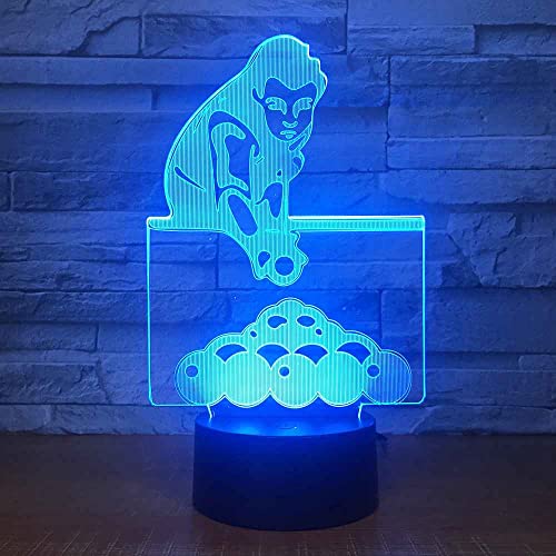 SWTZEQ Luz Nocturna Infantil, 3D Patrón de billar Luz de noche LED Lámpara de Mesa 16 colores Touch Switch, decoración de fiesta, decoración de la habitación de los niños Regalos creativos