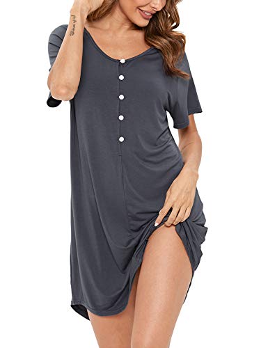 Sykooria Camisón de Maternidad para Mujeres Ropa de Dormir de Lactancia Camisón de Manga Corta de enfermería