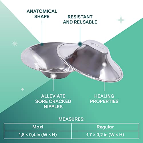 Tapones para pezones Koala Babycare 100% de Plata, sin níquel para la prevención y el tratamiento de grietas en los senos durante la lactancia | Dispositivo médico Koala Silver Cup MAXI Clase 1