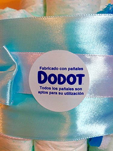 Tarta de pañales DODOT Johnson´s baby Azul + chupete y babero (Talla 2 (3-6 kg)) by MomentosGourmet. Regalo para bebé muy práctico. Cesta Canastilla recién nacido. Diaper Cake