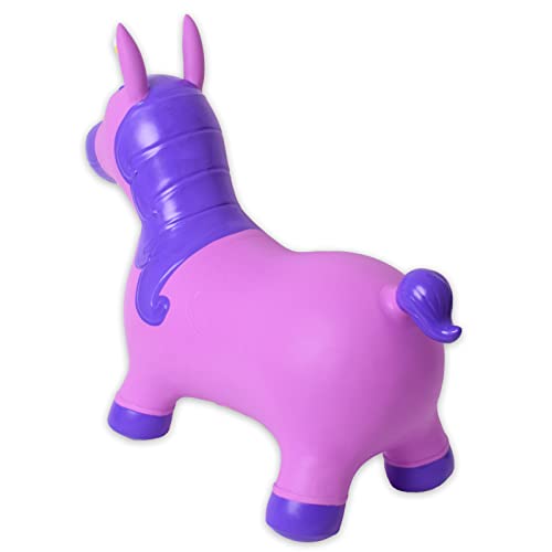 TE-Trend Caballo Saltos Animal de Brincar Unicornio Caballo hasta 50kg Resistente en Púrpura O Rosa - Lila, Morado