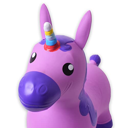 TE-Trend Caballo Saltos Animal de Brincar Unicornio Caballo hasta 50kg Resistente en Púrpura O Rosa - Lila, Morado