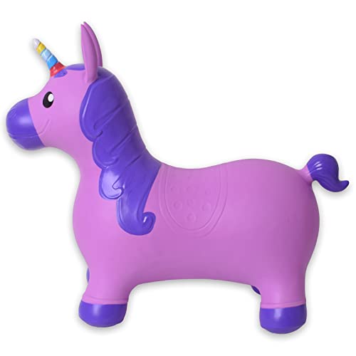 TE-Trend Caballo Saltos Animal de Brincar Unicornio Caballo hasta 50kg Resistente en Púrpura O Rosa - Lila, Morado