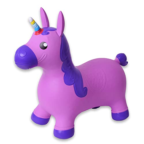 TE-Trend Caballo Saltos Animal de Brincar Unicornio Caballo hasta 50kg Resistente en Púrpura O Rosa - Lila, Morado