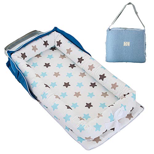 TEALP Tumbona para bebé con Almohadas, Nido Transpirable para Bebé Recién Nacido para Cosleeping, Capazo de Bebé, Estrella de Color