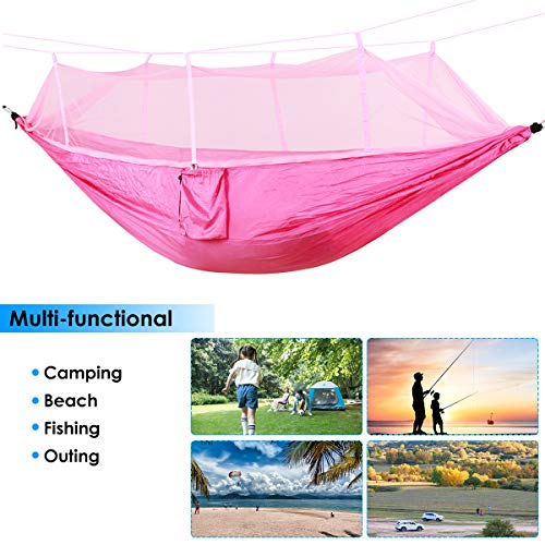 Tianhaik Hamacas de Camping con Mosquitera 102X55. Paquete de Tienda de Hamacas Individuales Y Dobles de 12 Pulgadas con Red de Insectos Extraíble para Patio Trasero Mochilero Supervivencia Viaje