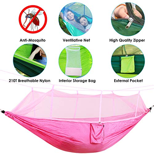 Tianhaik Hamacas de Camping con Mosquitera 102X55. Paquete de Tienda de Hamacas Individuales Y Dobles de 12 Pulgadas con Red de Insectos Extraíble para Patio Trasero Mochilero Supervivencia Viaje