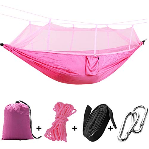 Tianhaik Hamacas de Camping con Mosquitera 102X55. Paquete de Tienda de Hamacas Individuales Y Dobles de 12 Pulgadas con Red de Insectos Extraíble para Patio Trasero Mochilero Supervivencia Viaje