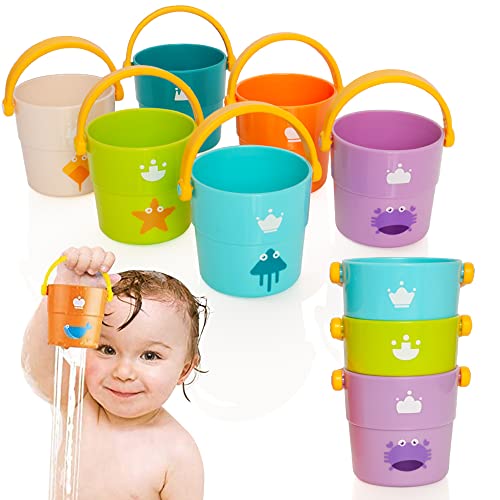 Tippi - Cubos Apilados para los Amantes del mar - Juguete de baño para bebés - Juguete de Piscina para niños