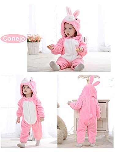 TMOYJPX Disfraces Bebe Animales para Niños Niñas 0-3 años, Disfraz bebe Halloween Mameluco Mono Pelele Pijama Ropa Bebe Recien Nacido 0-24 meses (Conejo, 2.5-3 años)