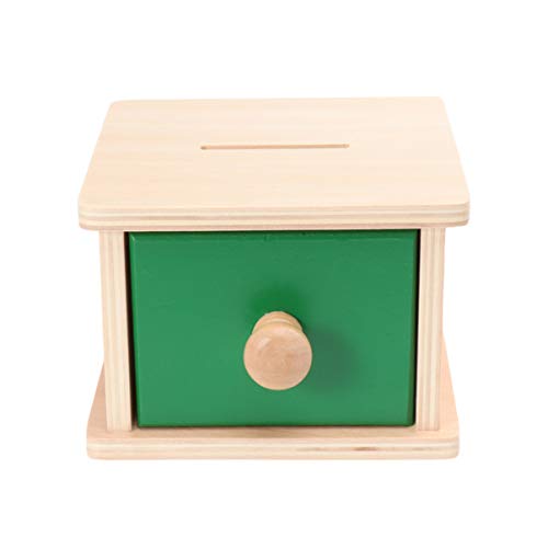 Toddmomy 1 Pieza Montessori Caja de Monedas para Bebés Juguetes de Coordinación de Ojos de Mano de Madera Juguetes de Aprendizaje para Niños Pequeños 1-3 (Estilo de Cajas de Monedas)