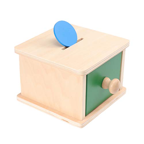 Toddmomy 1 Pieza Montessori Caja de Monedas para Bebés Juguetes de Coordinación de Ojos de Mano de Madera Juguetes de Aprendizaje para Niños Pequeños 1-3 (Estilo de Cajas de Monedas)