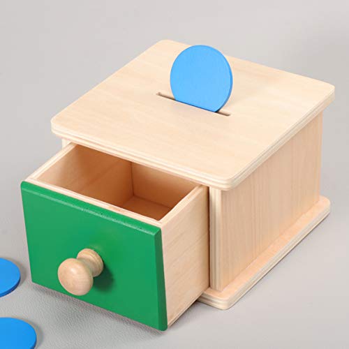 Toddmomy 1 Pieza Montessori Caja de Monedas para Bebés Juguetes de Coordinación de Ojos de Mano de Madera Juguetes de Aprendizaje para Niños Pequeños 1-3 (Estilo de Cajas de Monedas)