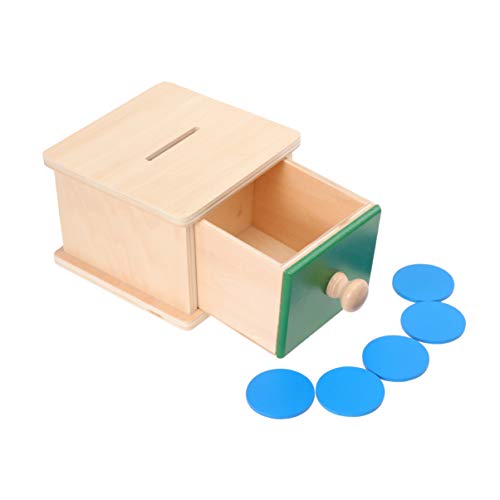 Toddmomy 1 Pieza Montessori Caja de Monedas para Bebés Juguetes de Coordinación de Ojos de Mano de Madera Juguetes de Aprendizaje para Niños Pequeños 1-3 (Estilo de Cajas de Monedas)