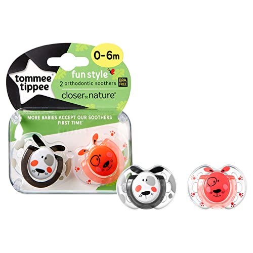 Tommee Tippee Chupetes Fun Style, 0-6m, 2 unidades, modelos surtidos