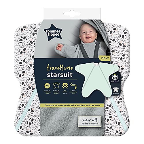 Tommee Tippee Traveltime Starsuit - Saco De Dormir Bebé, Reversible, Tela Aprobada por Oeko-Tex, 0-6m, 2,5 TOG, Pip El Panda, Color Multicolor, 345 g