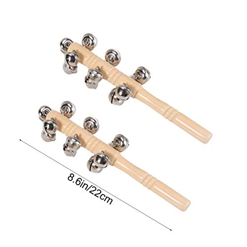 TOYANDONA 2 Uds Sonajeros de Campana de Madera para Bebés Juguetes de Sonajero de Cascabel para Bebés Instrumento Musical para Bebés Cascabeles de Mano de Navidad