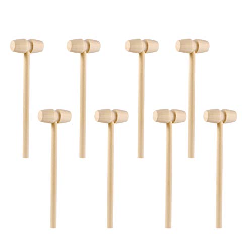 TOYANDONA 20 Piezas de Juguete Sólido Martillo de Madera Dura Martillo de Cangrejo Mini Martillos Langosta Galletas de Mariscos Martillo de Madera (Ovalado)