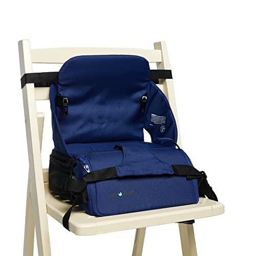 Trona portátil infantil, asiento elevador de silla, mochila resistente para carro. (Azul marino)