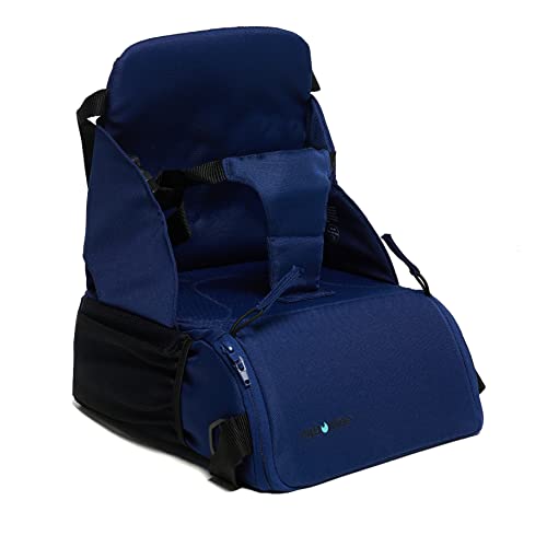 Trona portátil infantil, asiento elevador de silla, mochila resistente para carro. (Azul marino)