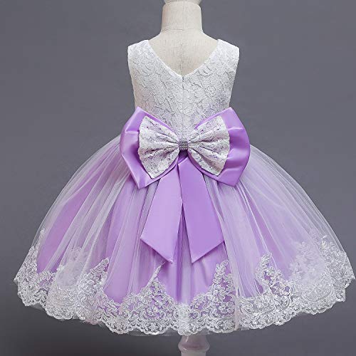 TTYAOVO Bebé Boda Bautismo Bautizo Tutu Vestido Chicas Princesa Vestir Talla(90) 12-24 Meses 648 Púrpura