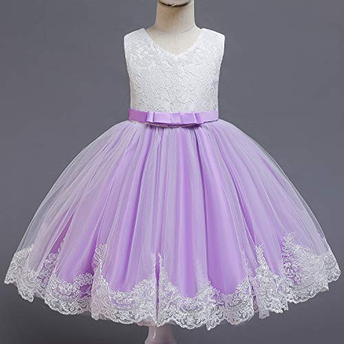 TTYAOVO Bebé Boda Bautismo Bautizo Tutu Vestido Chicas Princesa Vestir Talla(90) 12-24 Meses 648 Púrpura