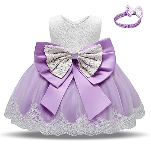 TTYAOVO Bebé Boda Bautismo Bautizo Tutu Vestido Chicas Princesa Vestir Talla(90) 12-24 Meses 648 Púrpura