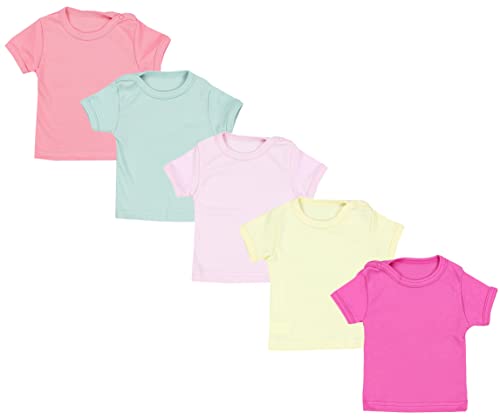 TupTam Camiseta de Bebé para Niña Manga Corta Estampado Colorido Pack de 5, Multicolor 3, 74