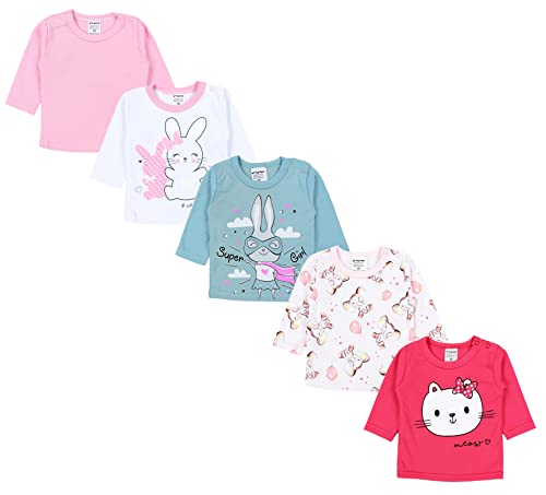 TupTam Camiseta de Bebé para Niña Manga Larga Pack de 5, Mix de Colores 8, 98