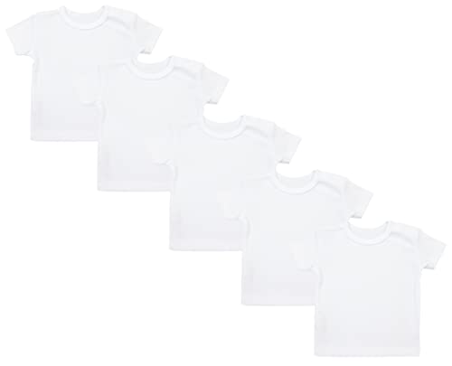 TupTam Camiseta Manga Corta para Bebé, Pack de 5, Blanco, 86