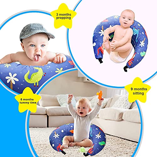 Ulife Mall Almohada de lactancia para lactancia, almohada multifuncional de maternidad con cierre ajustable y funda extraíble 100% algodón para lactancia, soporte para bebés (Dinosaur Paradise)