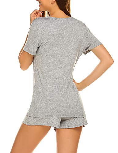 Unibelle Pijama de lactancia con camiseta de manga corta y pantalón de maternidad, verano, corto., A_gris, M