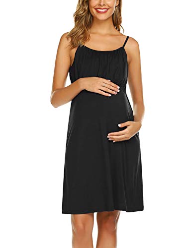 UNibelle Vestido de lactancia para mujer, sin mangas, vestido de lactancia, para verano, sin aros., 01_negro, XL