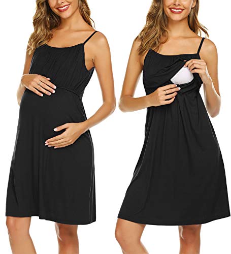 UNibelle Vestido de lactancia para mujer, sin mangas, vestido de lactancia, para verano, sin aros., 01_negro, XL