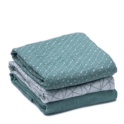 Urban Kanga Muselinas Bebe Algodón 70X70 cm Gasas Bebe Algodón Pack de 3 (Verde)