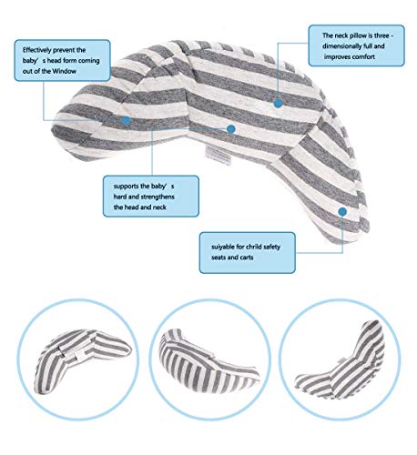 VANDA Almohada para Bebé - Sujeta la Cabeza de Niños en Coche y Carrito 2 en 1 Reposacabezas Coche y Protector Cinturón Seguridad para Bebés y Niños Accesorios Coche Niños (Azul)