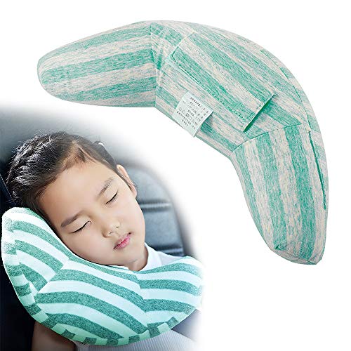 VANDA Almohada para Bebé - Sujeta la Cabeza de Niños en Coche y Carrito 2 en 1 Reposacabezas Coche y Protector Cinturón Seguridad para Bebés y Niños Accesorios Coche Niños (Azul)