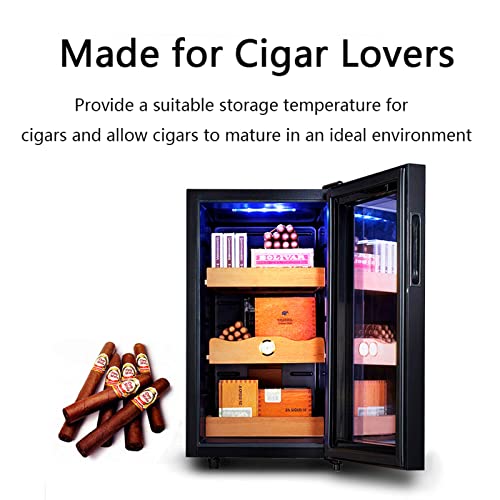 VCJNMQ Gabinete para Cigarros De 48 L, Humidificador De Madera De Cedro EspañOl con Grano Natural, HigróMetro Digital, 3 Cajones, Capacidad para Alrededor De 250 Cigarros para RecoleccióN