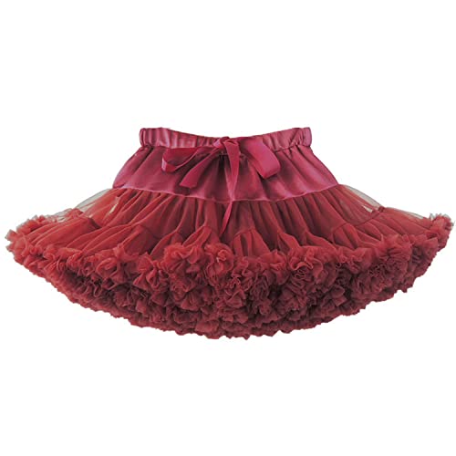 Verve Jelly Baby Girl Tutu Falda de tutú suave y esponjosa para niña con cubierta de pañal Tutú infantil para niñas Bowknot Falda de tul Wine Red XS 0-1 años