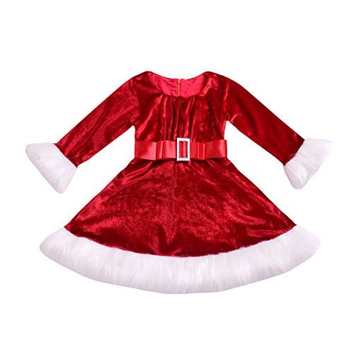 Vestido Navidad de Niña Bebé Ropa Navideño de Invierno Disfraz de Navidad con Manga Larga (6 Meses - 5 Años)