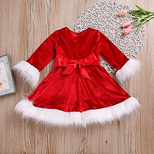 Vestido Navidad de Niña Bebé Ropa Navideño de Invierno Disfraz de Navidad con Manga Larga (6 Meses - 5 Años)