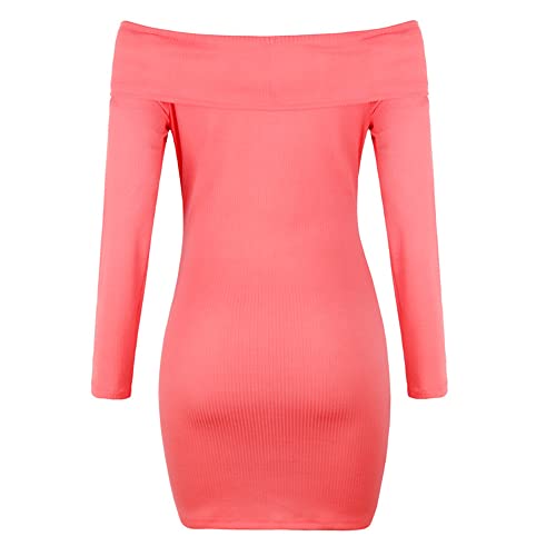 Vestidos De Maternidad Mujer Cómodos Elegantes Sueltos Verano Sólido Vestidos Casuales Mujer Sexy Fuera del Hombro Moda Vestido De Maternidad Ropa Maternidad Mujer B-Red XL