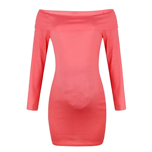 Vestidos De Maternidad Mujer Cómodos Elegantes Sueltos Verano Sólido Vestidos Casuales Mujer Sexy Fuera del Hombro Moda Vestido De Maternidad Ropa Maternidad Mujer B-Red XL